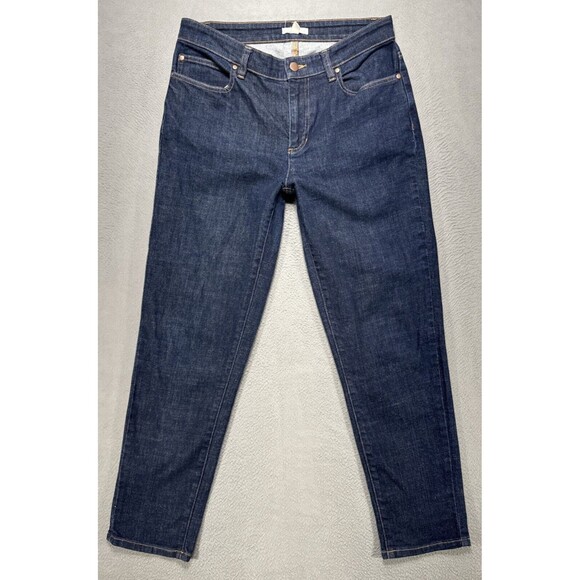 Eileen Fisher Jeans Sz 6 Organic Cotton Stretch Mid Rise Minimalist Preppy Denim - Picture 1 of 12